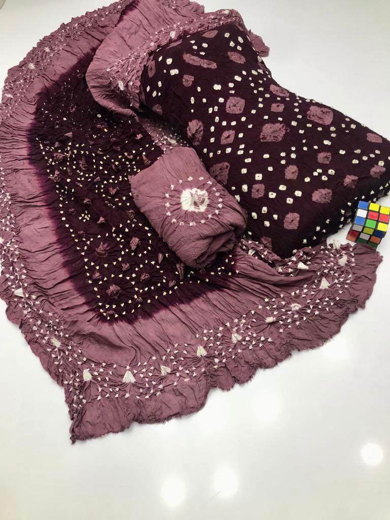 3PC Lilen Suit – Handmade Chunri Work (Two-Tone)