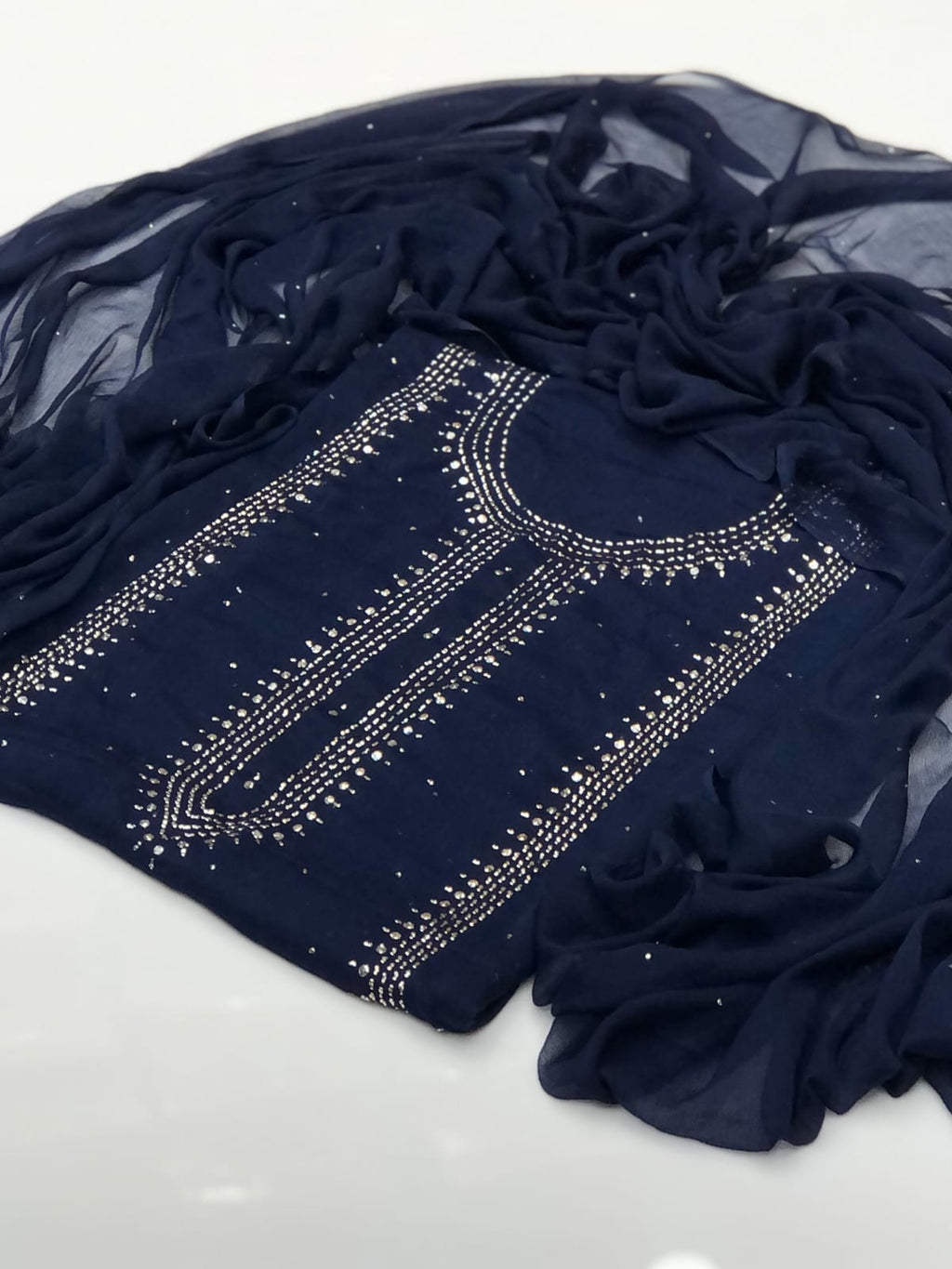 2pc Chiffon Suit – Handmade Mukesh Work (Shirt & Dupatta)