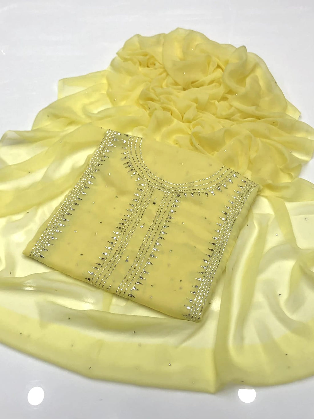 2pc Chiffon Suit – Handmade Mukesh Work (Shirt & Dupatta)