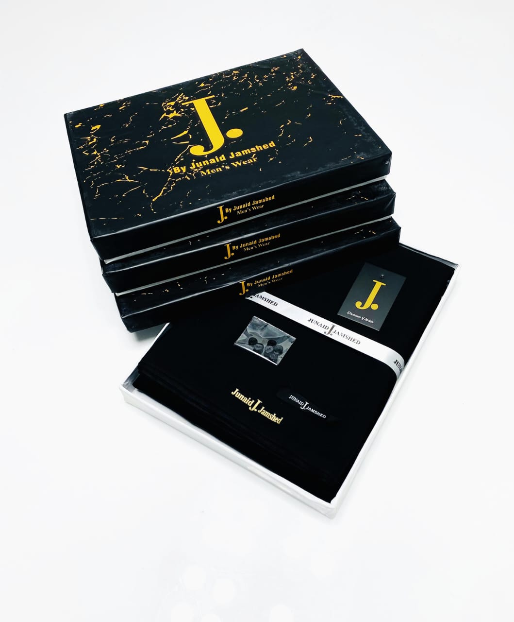 Gents Suit – J. Premium Black Soft Cotton (4.5 Meter, Bara Arz)