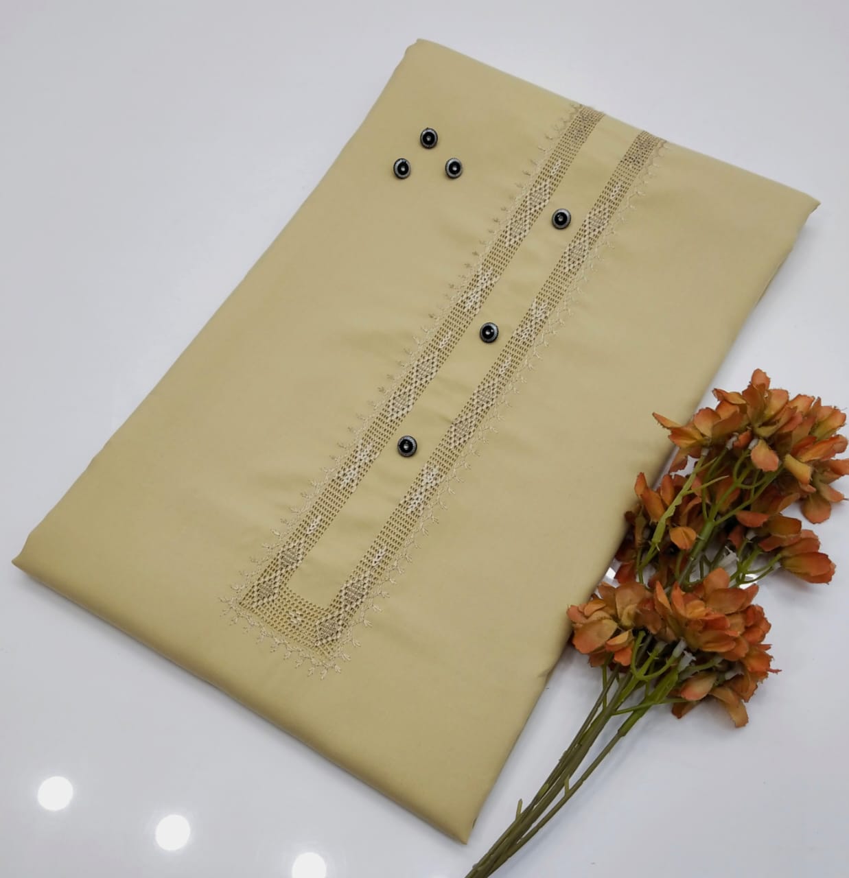 Gents Summer Suit – Hand Embroidered Takashi Gala (7 Meter, 8 Buttons)