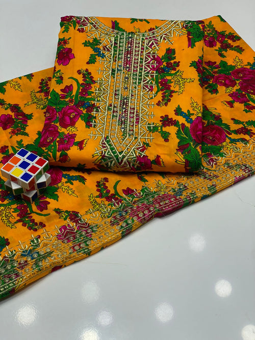 2pc printed Tilla work dress
